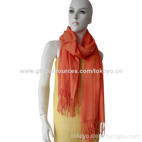 Woolen scarf with plain dyeing, measures 180*70+8cm, classic style, hand texture